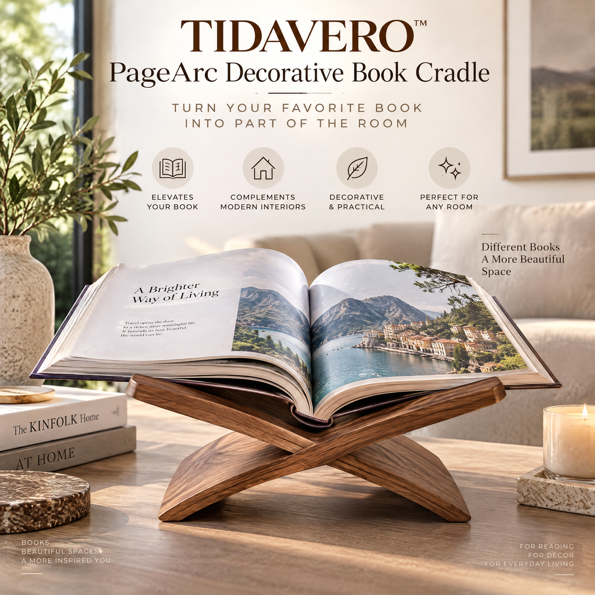 TIDAVERO™ PageArc Decorative Book Cradle