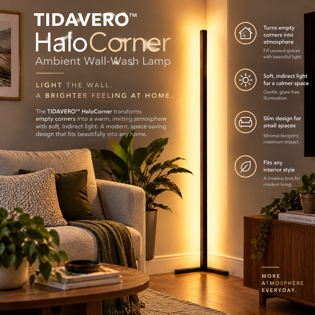 TIDAVERO™ HaloCorner Ambient Wall-Wash Lamp