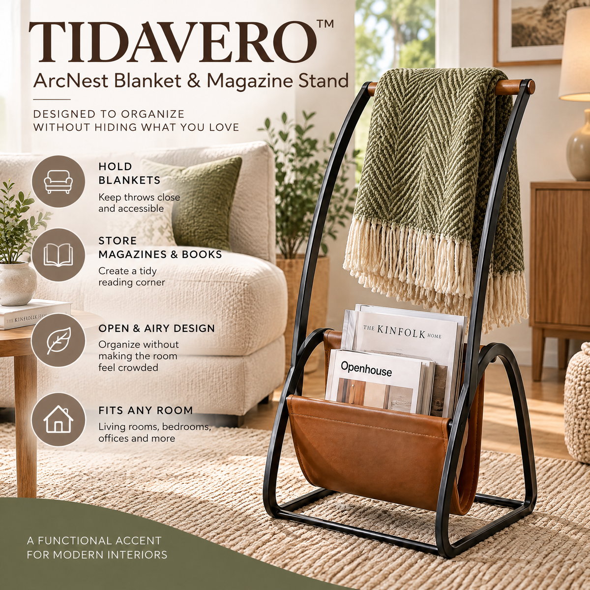 TIDAVERO™ ArcNest Blanket & Magazine Stand