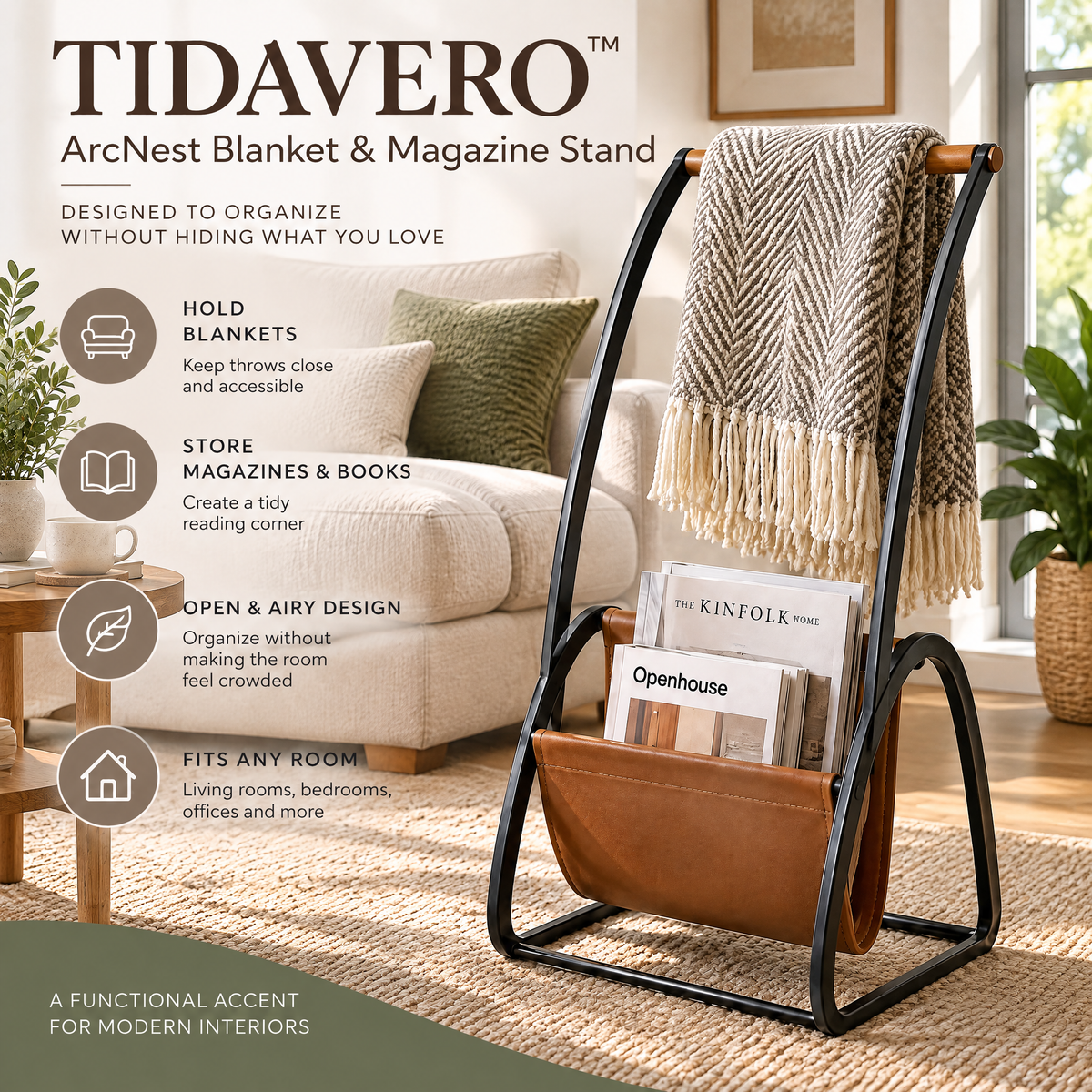 TIDAVERO™ ArcNest Blanket & Magazine Stand