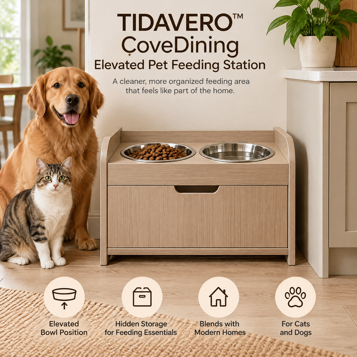 TIDAVERO™ CoveDining Elevated Pet Feeding Station
