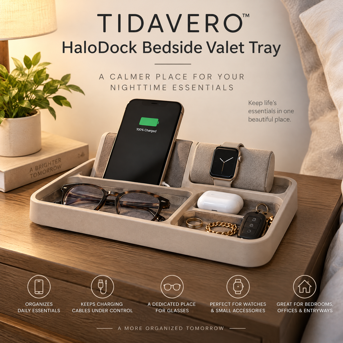 TIDAVERO™ HaloDock Bedside Valet Tray