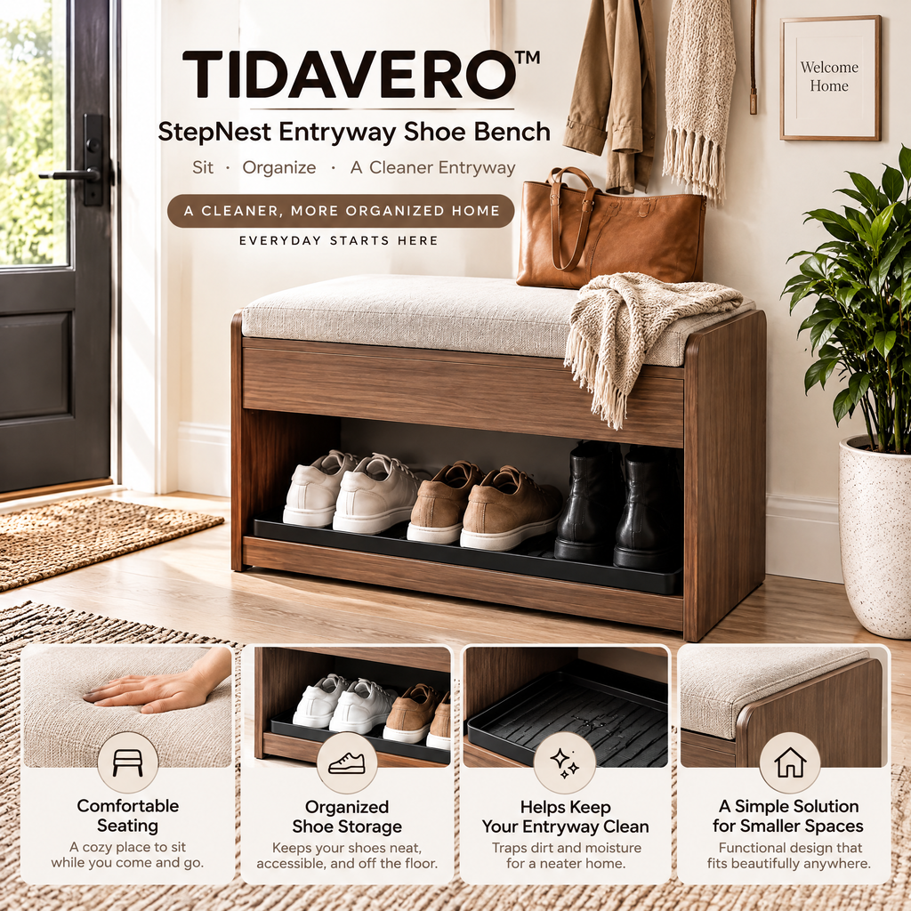 TIDAVERO™ StepNest Entryway Shoe Bench