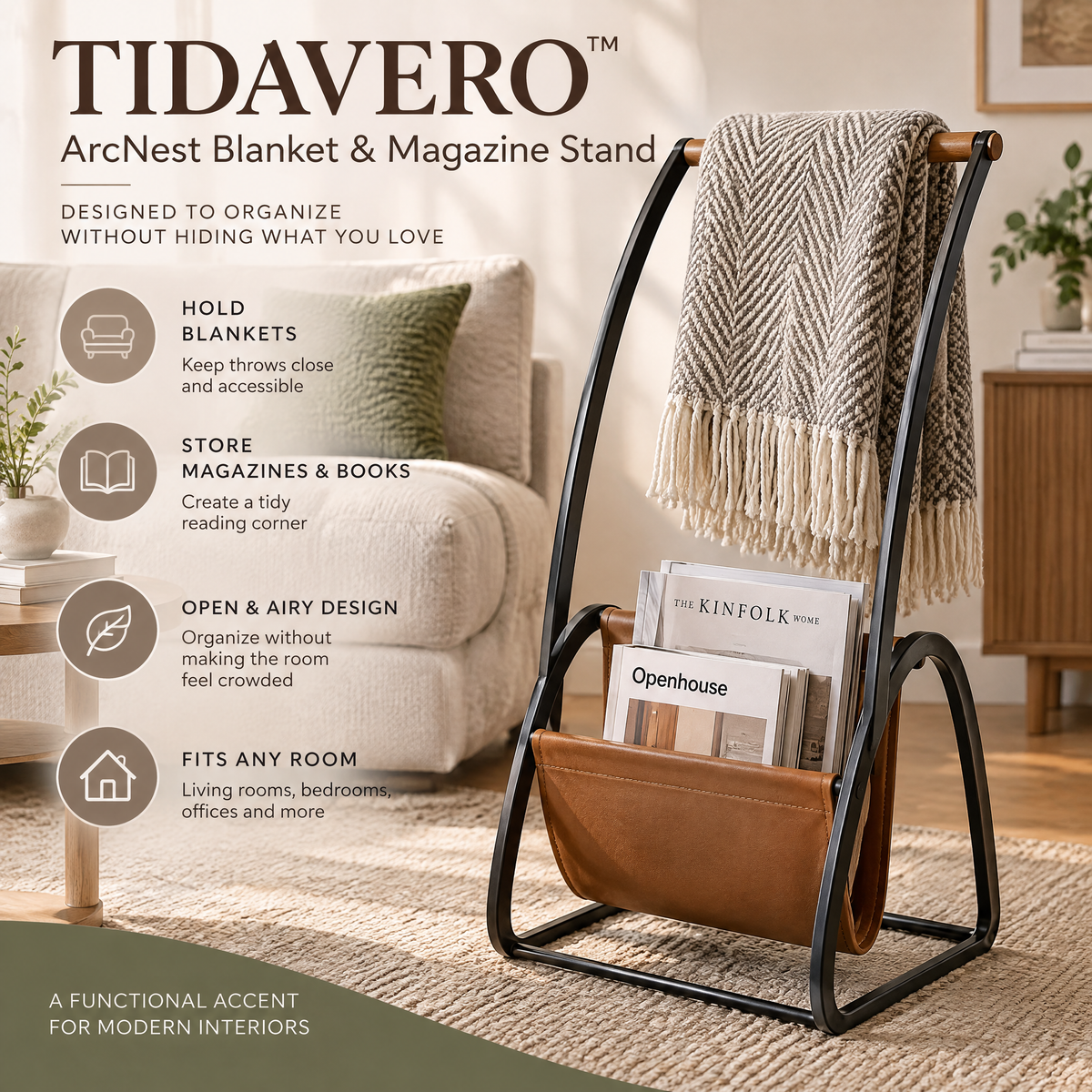 TIDAVERO™ ArcNest Blanket & Magazine Stand
