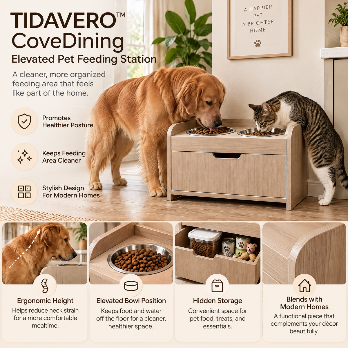 TIDAVERO™ CoveDining Elevated Pet Feeding Station