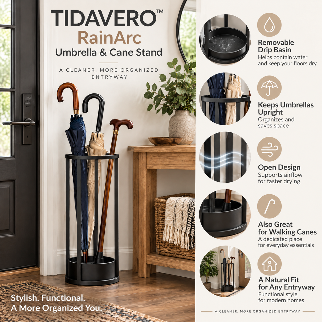 TIDAVERO™ RainArc Umbrella & Cane Stand